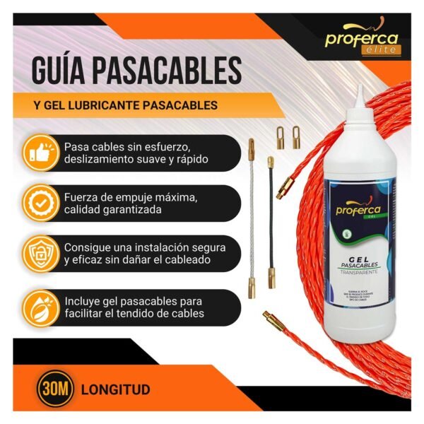 - Pack Ahorro -  Guía Pasacables de 4.5mm 30m y Gel Lubricante Proferca - Imagen 2
