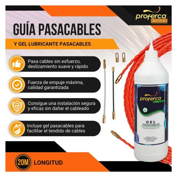 -Pack Ahorro- Kit Guía Pasacables de 4.5mm 20m y Gel Lubricante Proferca - Imagen 2