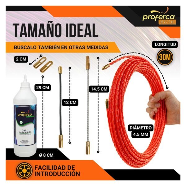 - Pack Ahorro -  Guía Pasacables de 4.5mm 30m y Gel Lubricante Proferca - Imagen 5