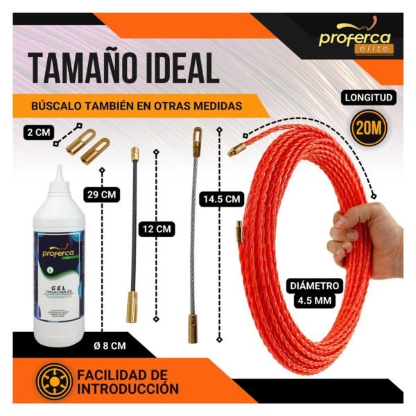 -Pack Ahorro- Kit Guía Pasacables de 4.5mm 20m y Gel Lubricante Proferca - Imagen 5