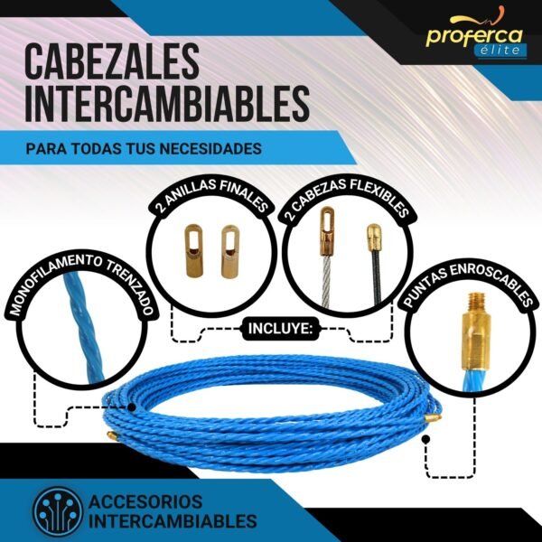 -Pack Ahorro- Kit Guía Pasacables de 6mm 30m Poliéster y Gel Lubricante Proferca - Imagen 3