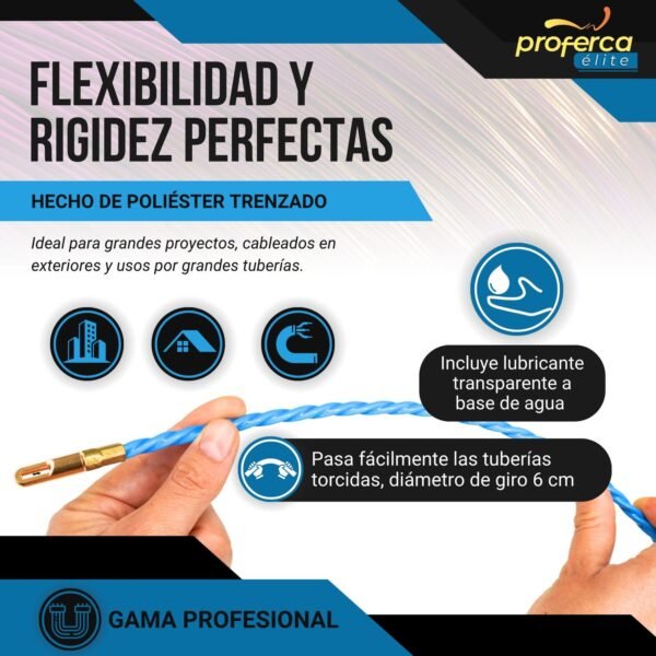 -Pack Ahorro- Kit Guía Pasacables de 6mm 30m Poliéster y Gel Lubricante Proferca - Imagen 4