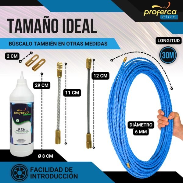 -Pack Ahorro- Kit Guía Pasacables de 6mm 30m Poliéster y Gel Lubricante Proferca - Imagen 5