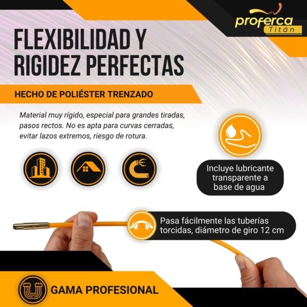 -Pack Ahorro- Kit Guía Pasacables de 4.5mm 30m Fibra y Gel Lubricante Proferca - Imagen 4