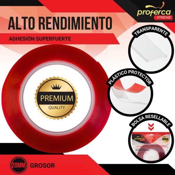 Cinta Acrílica de Doble Cara Extrafuerte 20mm 5 Metros - Imagen 6